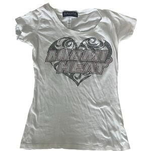 NBA Rubee Couture Women's SM Miami Heat Heart Bling T-shirt